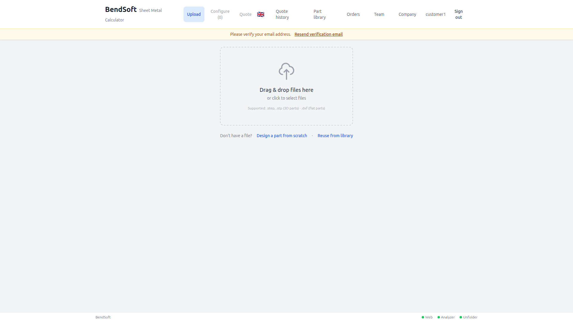Customer self-service — Optional customer portal so OEMs can upload parts and get an instant quote inside the price bands you set.